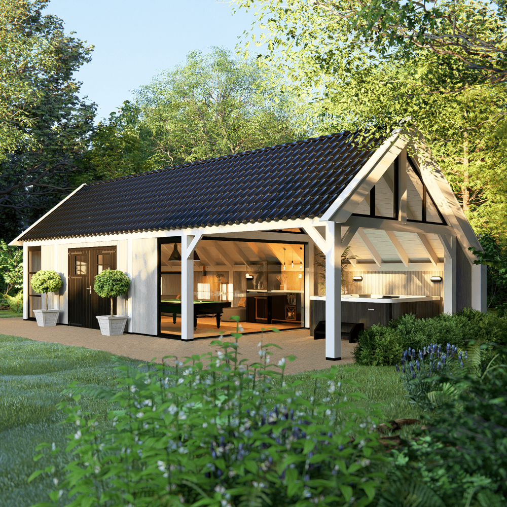 Buitenverblijven met kapschuur